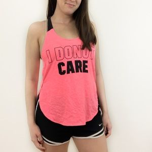 VS PINK I Donut Care Hot Pink Workout Tank Top